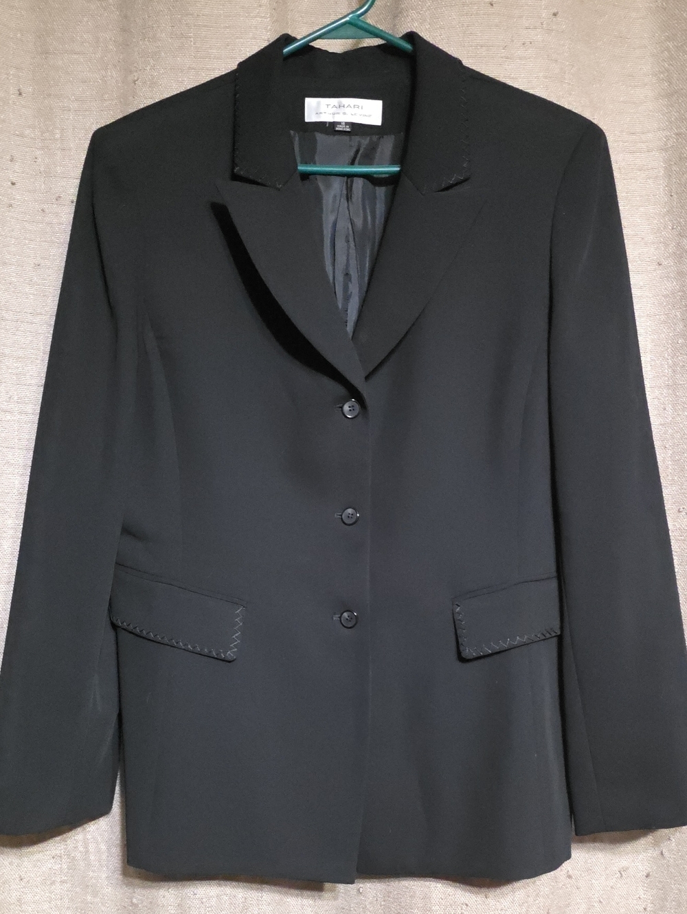 Tahari SZ 16 Black Women's Classic Notch Lapel Blazer